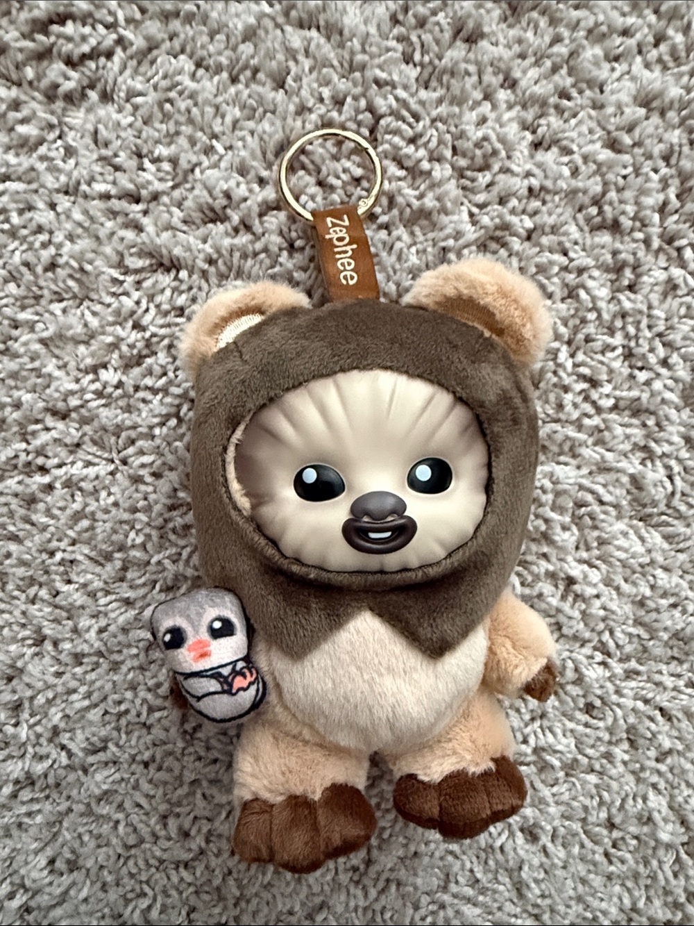 Cosbi Ewoks Zephee Brown Plush Keychain with Tiny Baby Ewok
